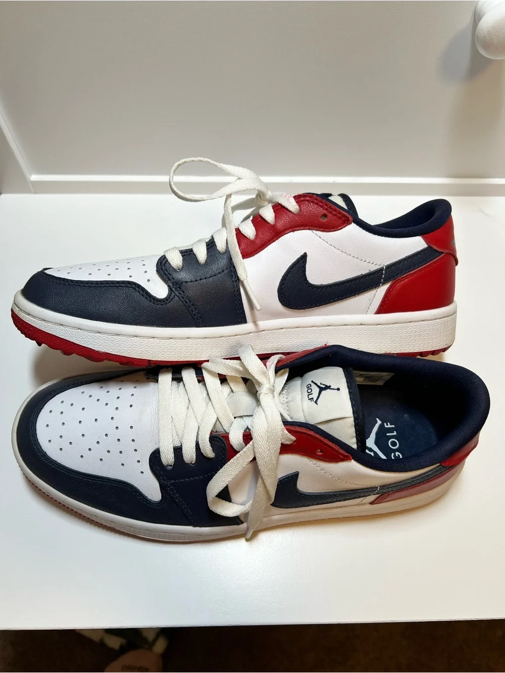 Nike Low-Top Sneakers in White, Red, and Navy